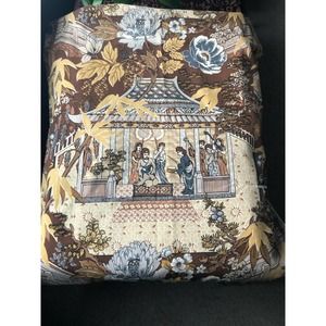 Riverdale Fabric Scotchgard 1975 Curtain Upholstery Asian inspire 53x 63 MCM Vtg